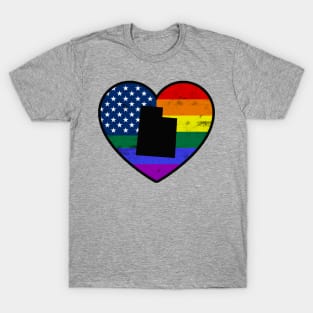 Utah United States Gay Pride Flag Heart T-Shirt